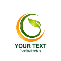 Circle green leaf ecology nature element vector icon. leaf logo and abstract organic leaf logo.