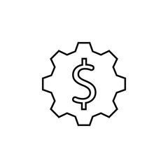 gears and money, devaluation, inflation icon vector