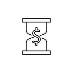 Devaluation and inflation. Time Is Money line icon on white background. Money and finance symbol hourglass stock vector icon