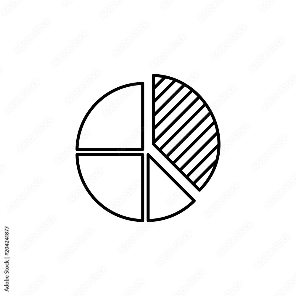 Poster devaluation and inflation. pie chart line icon.