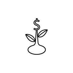 plant growth from money coin with icon of business and creativity. Business investment growth concept. startup - vector illustration