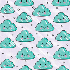background of kawaii clouds, colorful design. vector illustration