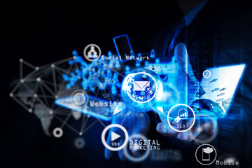 businessman shows modern technology as concept