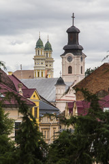 Domes of the church above the roofs of Uzhhorod. Ukraine