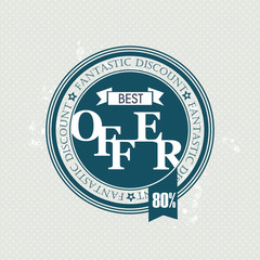 Best offer stamp, sale badge, vector illustration.