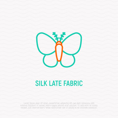 Silkworm thin line icon, symbol of silk late fabric. Modern vector illustration.