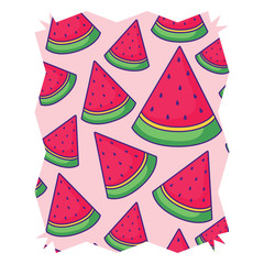 abstract frame with watermelons pattern over white background, vector illustration