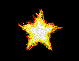 Fire star on black background.