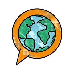 world planet earth in speech bubble vector illustration design