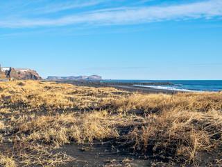 Reynisfjara black sand beach in Vik, Iceland