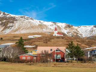Village in Vik town in Iceland
