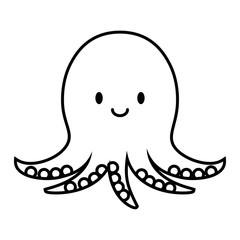 cute octopus icon over white background, vector illustration