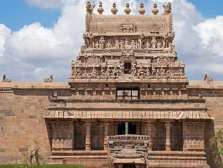 Entrance gateway, or ‘Gopuram’,  at the 12th century Airavatesvara temple complex at Darasuram in Tamil Nadu, India, which has UNESCO World Heritage status