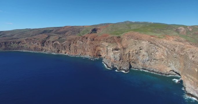 Aerial views of Cabo Pierce, in isla Socorro, Revillagigedo Archipelago. Mexican Pacific.