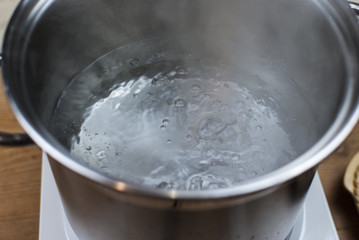 Steel pot and boiling water