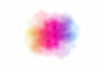 Explosion of multicolored dust on white background. - 204250279