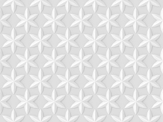 3d rendering. Abstract Seamless White stars pattern on gray background.
