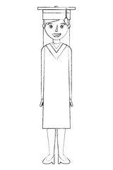 young woman with graduation hat avatar character vector illustration design