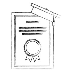 school certificate diploma with hat graduation vector illustration design