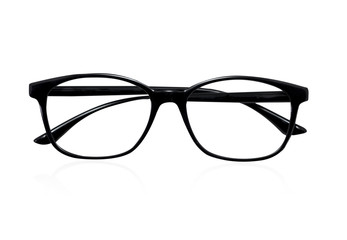 Black EyeGlasses isolated on white background. clipping path for edit.