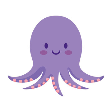 cute octopus icon over white background, vector illustration
