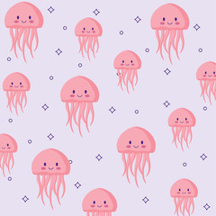 cute jellyfish background, colorful design. vector illustration
