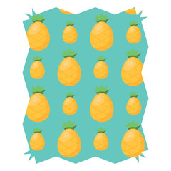 abstract frame with pineapples pattern over white background, vector illustration