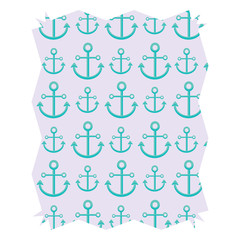 abstract frame with anchors pattern over white background, vector illustration