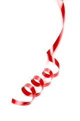 Red spiral ribbon isolated on white background