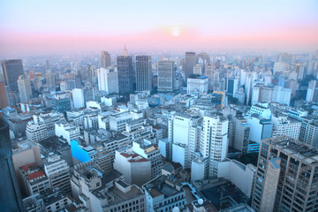 Aerial view of Sau Paulo cityscape in Brazil