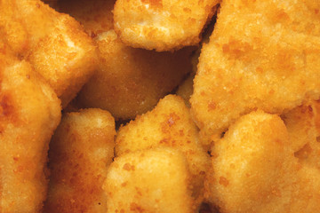 Texture of beautiful chicken nuggets closeup