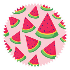 seal stamp with watermelons pattern over white background, vector illustration
