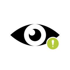 View icon with exclamation mark. View icon and alert, error, alarm, danger symbol