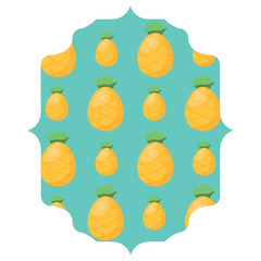arabic frame with pineapples pattern over white background, vector illustration