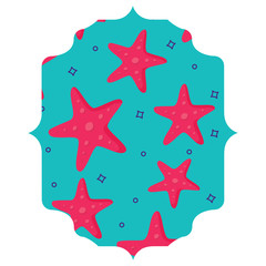Fototapeta na wymiar arabic frame with seastars pattern over white background, colorful design. vector illustration
