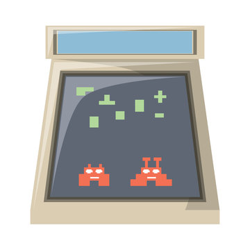 arcade machine icon over white background, colorful design. vector illustration