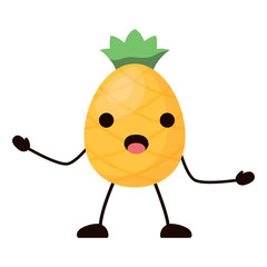 kawaii surprised pineapple icon over white background, vector illustration