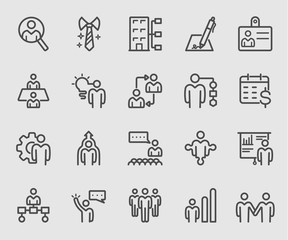 Line icons set for Human resource, Management, New staff, Business