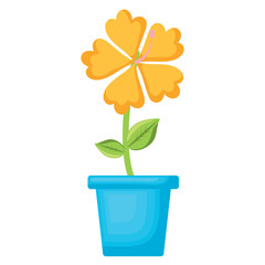 flower in a pot over white background, vector illustration