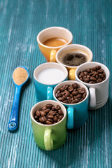 Coffee beans in cups