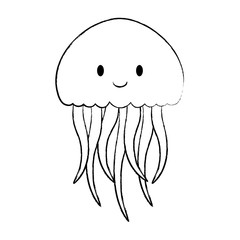 cute jellyfish over white background, vector illustration