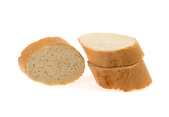 baguette piece is cut on a white background