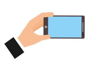hand with smartphone device isolated icon vector illustration design