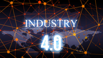 Industrial 4.0 bacgkground. Abstract background and Technology concept. Smart network connection and Internet of thing theme. Gear and World map background