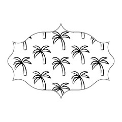 Fototapeta na wymiar arabic frame with tropical palms pattern over white background, vector illustration
