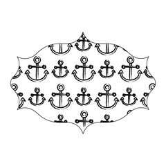 arabic frame with anchors pattern over white background, vector illustration