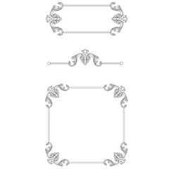 Vintage border frame engraving with retro ornament pattern in antique baroque style decorative design. Vector