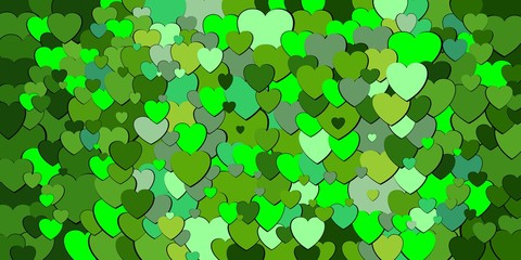 Abstract background with green hearts - Illustration, 
Various shades of green hearts background