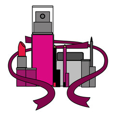 cosmetic makeup products beauty fashion set vector illustration