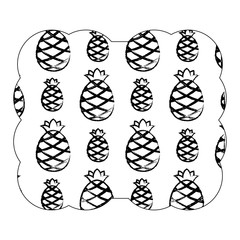 decorative frame with pineapples pattern over white background, vector illustration